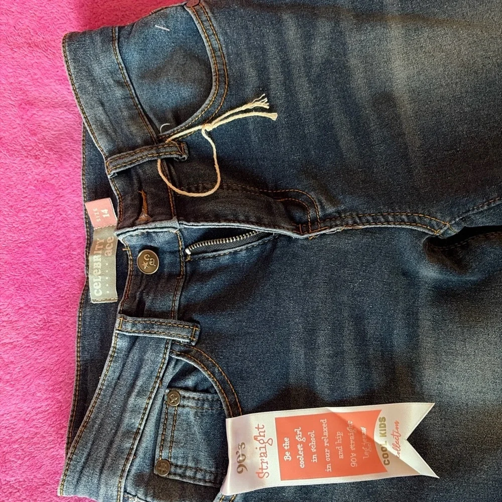Kids Straight Leg Jeans | Size 14 | Dark Wash Denim | New With Tag - Picture 2 of 5